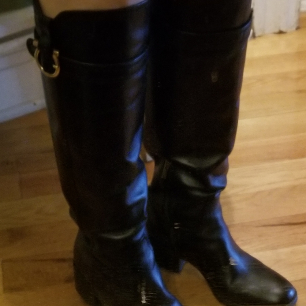 Salvatore Ferragamo Black Leather Knee High Boots - Picture 8 of 11